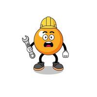 illustrazione del personaggio di una pallina da ping pong con errore 404 vettore