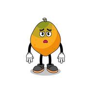 illustrazione del fumetto della frutta della papaia con la faccia triste vettore