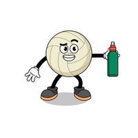 illustrazione di pallavolo cartone animato che tiene un repellente per zanzare