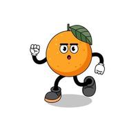 illustrazione della mascotte della frutta arancione in esecuzione vettore