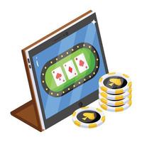 un'accattivante icona isometrica del poker online vettore