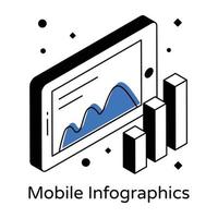 icona isometrica premium di infografica mobile vettore