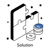 puzzle in un'icona che indica il concetto di soluzione vettore