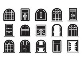 set di icone di porte e finestre vettore