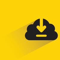 icona di download nuvola su sfondo giallo vettore
