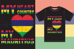 il mio cuore, la mia patria, il mio mauritius. tipografia disegno vettoriale