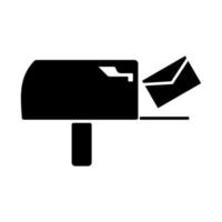 icona nera. cassetta postale con posta o lettera. vettore
