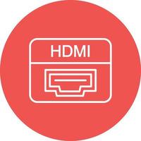 icona di sfondo del cerchio della linea della porta hdmi vettore