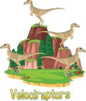 wordcard dinosauro per velociraptor vettore