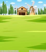 paesaggio di scena di fattoria con fienile vettore