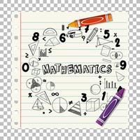 doodle formula matematica con carattere matematico sulla pagina del taccuino vettore