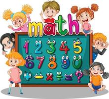 contare i numeri da 0 a 9 e i simboli matematici vettore