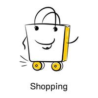 prendi questa fantastica icona dello shopping, stile abbozzato vettore