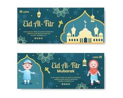 felice eid al-fitr mubarak modello di banner design piatto illustrazione modificabile di sfondo quadrato per social media, poster o biglietto di auguri vettore