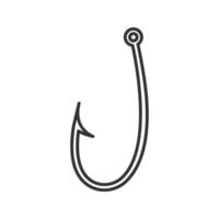 icona lineare del gancio. illustrazione al tratto sottile. amo da pesca. attrezzatura da pesca. simbolo di contorno. disegno di contorno isolato vettoriale