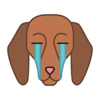 beagle simpatico personaggio vettoriale kawaii. cane con muso sofferente. triste cagnolino domestico. animale che piange ad alta voce con le lacrime. emoji divertenti, adesivi, emoticon. illustrazione a colori del fumetto isolato