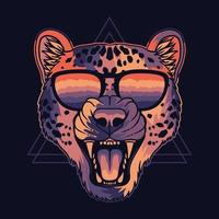 ghepardo arrabbiato colorato che indossa un'illustrazione vettoriale di occhiali
