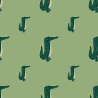 modello senza cuciture di coccodrillo carino. sfondo con divertente alligatore in stile doodle per tessuto. vettore