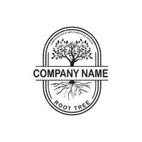 illustrazione vintage del logo dell'albero di quercia silhouette, rampicante in stile vintage vettore