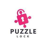 puzzle rosa chiave logo icona modello design, illustrazione vettoriale. vettore