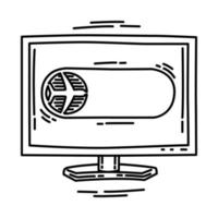 icona della modalità computer dell'aeroplano. doodle disegnato a mano o stile icona di contorno. vettore