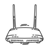 icona del router wifi. doodle disegnato a mano o stile icona di contorno. vettore