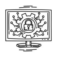 icona di sicurezza informatica. doodle disegnato a mano o stile icona di contorno. vettore