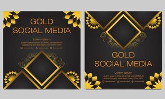 modello di post sui social media floreale d'oro vettore