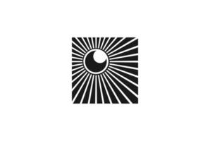 sole quadrato con vettore di progettazione del logo di visione ottica della fotocamera dell'occhio
