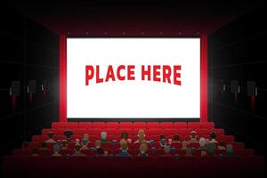 illustrazione grafica vettoriale della sala del teatro del cinema con più persone sedute sulla sedia
