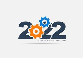 logo 2022 capodanno ingranaggi e ingranaggi idee creative concept design, illustrazione vettoriale modello di layout moderno
