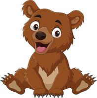 cartone animato divertente piccolo orso seduto vettore