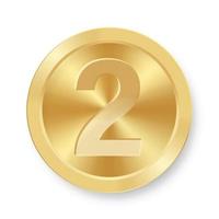 moneta d'oro con il concetto numero due dell'icona di internet vettore