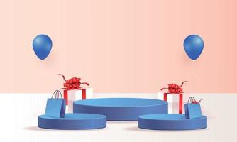 podio shopinng vendita regalo mockup marketing online vettore