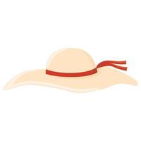 illustrazione isolata vettore grande cappello di paglia piatto