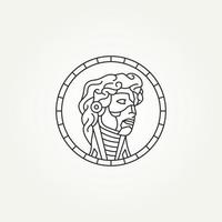 design del logo dell'icona del distintivo dell'arte della linea della testa umanoide
