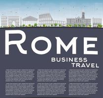skyline di roma con punti di riferimento grigi e spazio per la copia. vettore