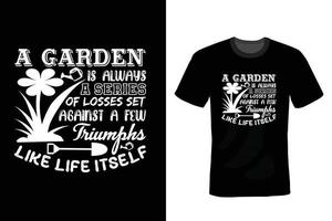 design t-shirt da giardino, vintage, tipografia vettore
