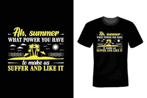 design della maglietta estiva, vintage, tipografia vettore