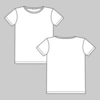 t-shirt a maniche corte modello di moda per schizzi tecnici per donne e ragazze. illustrazione di arte vettoriale abbigliamento mock up anteriore, vista posteriore. facile modifica personalizzabile