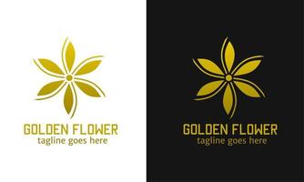 modello logo fiore d'oro per il lusso vettore