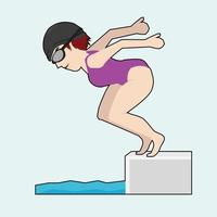 vettore e illustrazione dell'icona dello sport su sfondo azzurro isolato. evento sportivo di salto in acqua.