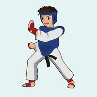 vettore e illustrazione dell'icona dello sport su sfondo azzurro isolato. evento sportivo di taekwondo.