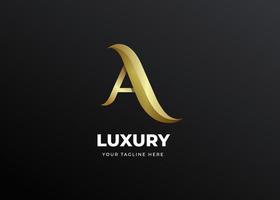 lettera iniziale un logo design con concetto di sfumatura oro di lusso vettore