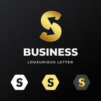 lettera iniziale s logo modello design con sfumatura oro concetto di lusso per società di affari vettore