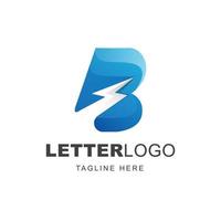 design del logo della lettera b con forma di energia a fulmine vettore