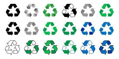 icona di riciclo. le frecce riciclano l'illustrazione di progettazione di vettore di simbolo di eco. raccolta di icone di riciclaggio.