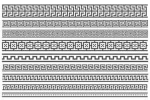 cornici senza cuciture in stile greco. set di bordi geometrici. motivo ornamentale vettoriale. elementi di arredo mediterraneo