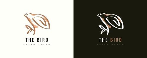 design del logo dell'uccello con uno stile di linea elegante e minimalista. illustrazione del logo dell'uccello vettore