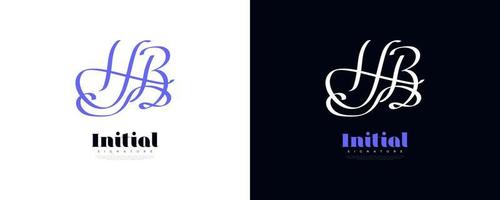 design del logo iniziale h e b in uno stile di scrittura elegante e minimalista. design del logo della firma hb